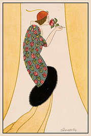 Vintage mode-illustratie van elegante vrouw met roos