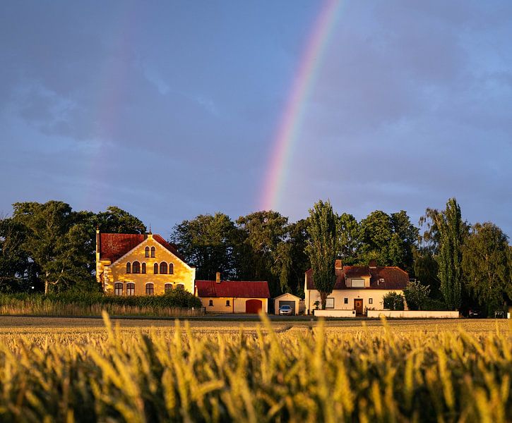 Bauernhof unter dem doppelten Regenbogen von Alle Kuperus