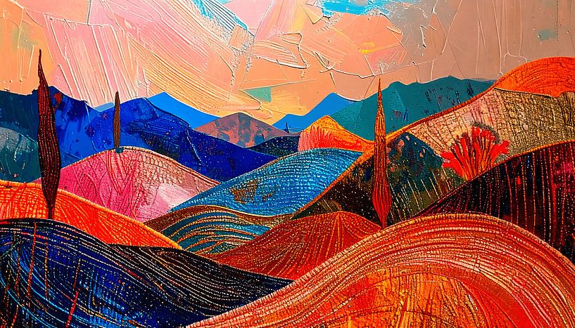 Modern Abstract schilderij. Serie: Landschap in structuren - 3 van Studio Pieternel