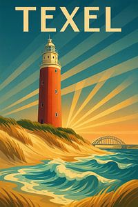 Texel Leuchtturm Vintage Travel Poster