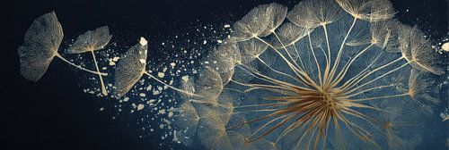 Zwevende zaadpluis in close-up panorama