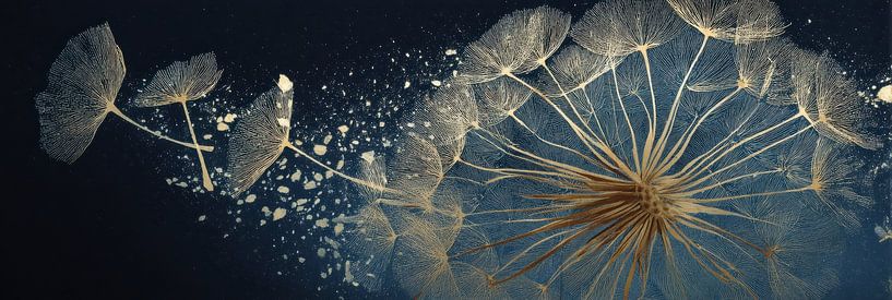 Floating seed fluff in close-up panorama by Digitale Schilderijen