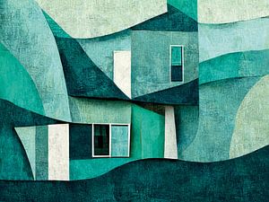 Abstract aqua huis woning van Color Square