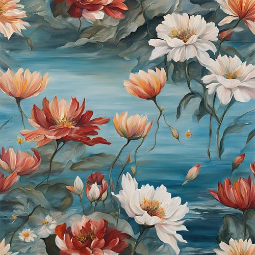 Rivier Bloemen Schilderij