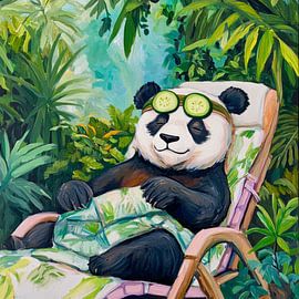 Entspannter Panda im Grünen von Poster Art Shop