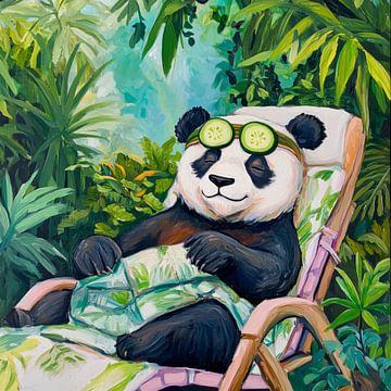 Ontspannen panda op het platteland van Poster Art Shop