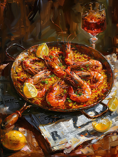 Spaanse paella met zeevruchten