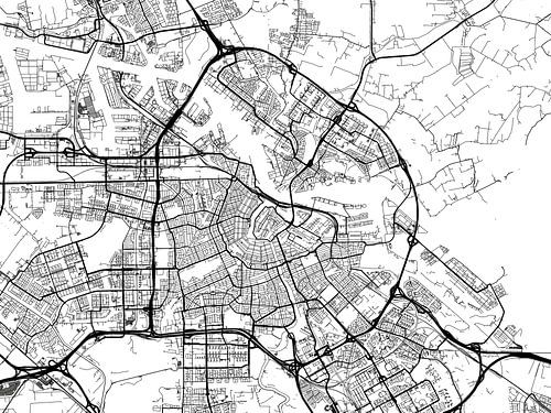 Kaart van Amsterdam in Zwart Wit