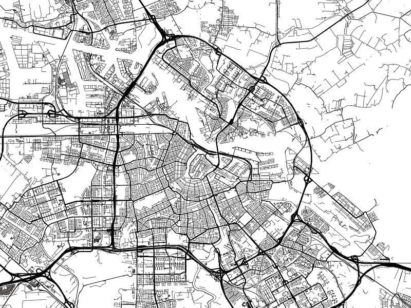 Kaart van Amsterdam in Zwart Wit van De Kaartenwinkel