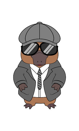 Cooler Detektiv-Schnabeligel mit Schirmmütze und Sonnenbrille