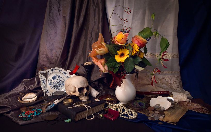 Crâne et fleurs par Cornelisz van de Beste