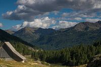 Barn in French Alpine landscape