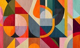Géométrie Bauhaus colorée sur Angel Estevez