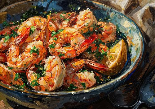 Grilled Shrimp Feast | Shrimp Artwork by ARTEO Paintings