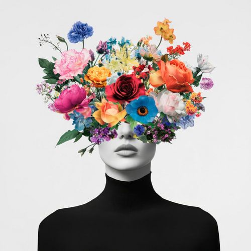 Zee van bloemen in de denkruimte