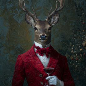 De edelhert-gentleman in rood fluweel van But First Framing