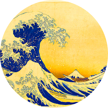 De grote golf van Kanagawa - geel van Digital Art Studio