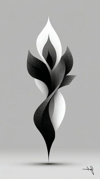 Monochrome Flow - Abstract Black and White Art in Motion by Gelissen Artworks