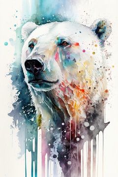 Polar bear - Watercolour by New Future Art Gallery