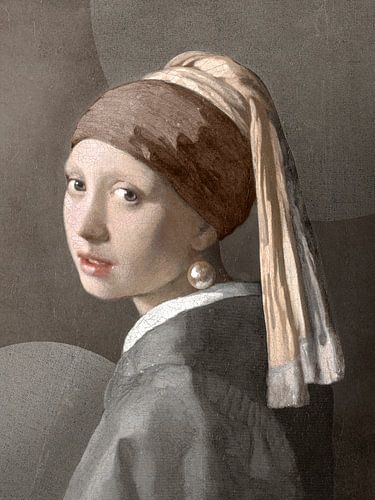 Mädchen mit Perlenohrring - Beige - Abstrakt