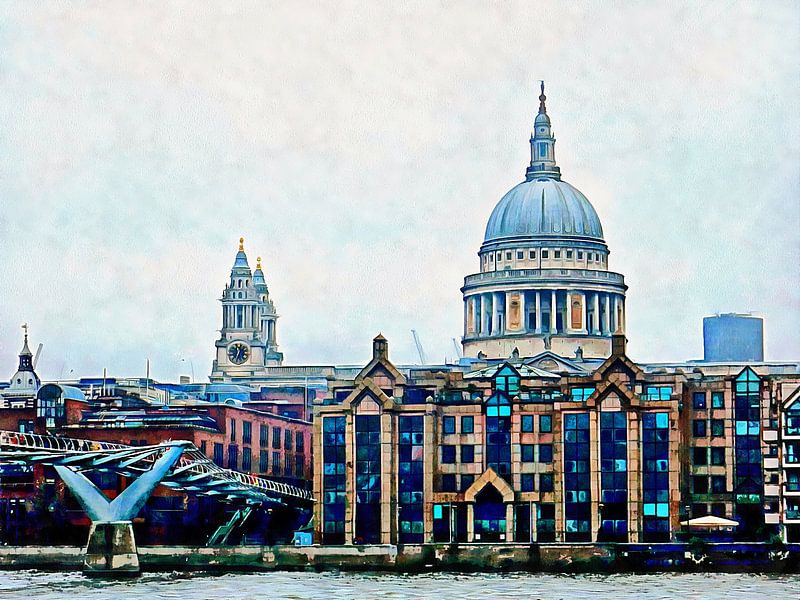 Millennium Bridge to St Paul's Cathedral London by Dorothy Berry-Lound