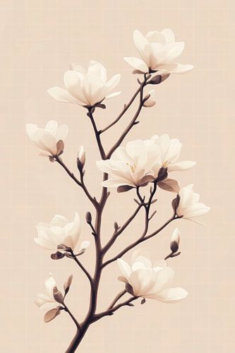 Minimalistische bloemenillustratie in neutrale tinten