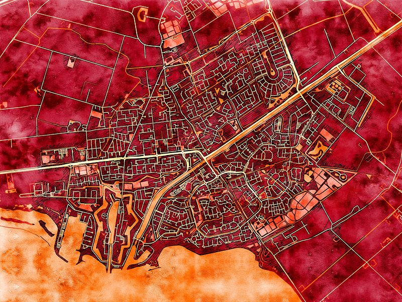 Map of Hellendoorn with the style 'Amber Autumn' by Maporia