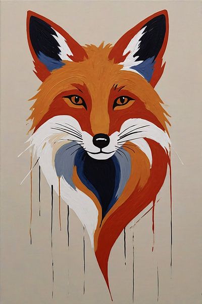 Portrait de renard sur fond beige par Art & Soul Creations