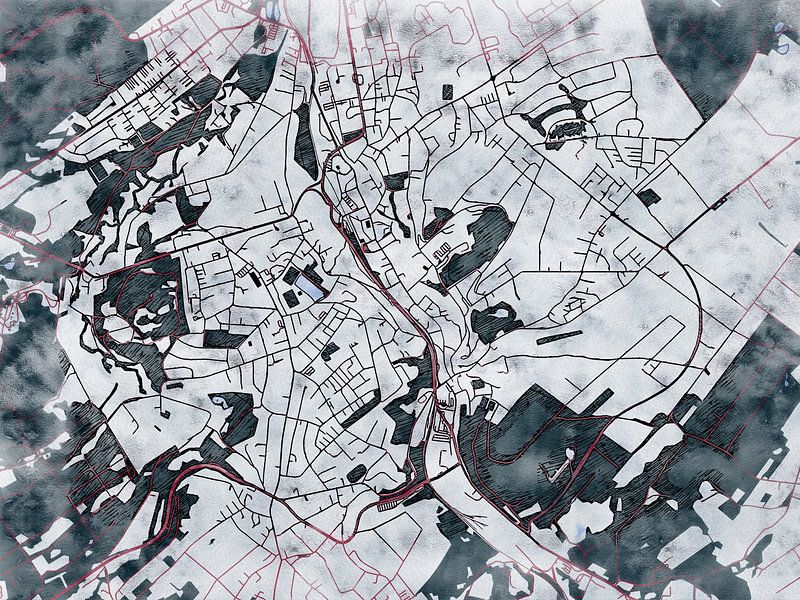 Map of Stolberg (Rheinland) with the style 'White Winter' by Maporia