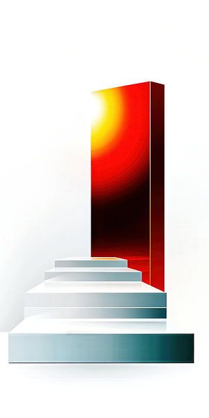 Weiße Treppe zu roter Tür von Frank Heinz