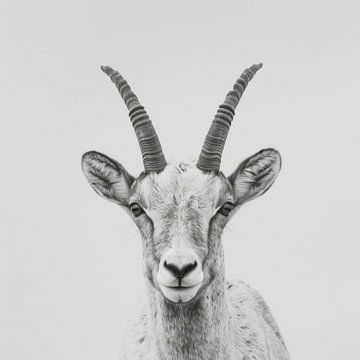 Steenbok in zwart-wit van Poster Art Shop