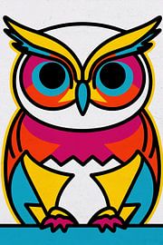 Farbenfrohe Pop-Art-Illustration einer Eule von Imperial Art House