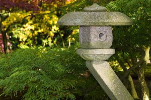 Lanterne japonaise Yukimi au milieu de la verdure