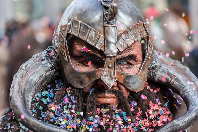 Colorful Northman or Viking with helmet during the folk festival carnival by Atelier Liesjes