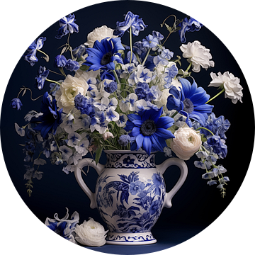 Bloemen in Delfts blauw vaas porselein