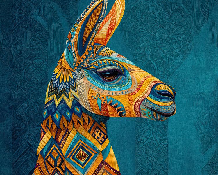 Llama Colour | Llama Head with Patterns by Abstract Painting
