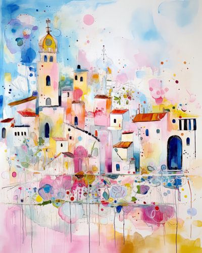 Colourful modern and abstract cityscape