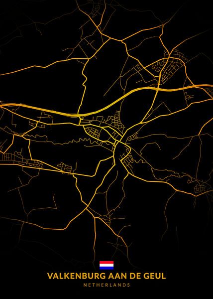 Valkenburg aan de Geul City Map Modern Black Gold by Kenda Maruyama