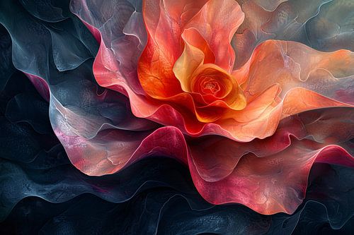 Dynamische abstracte bloem in levendige kleuren