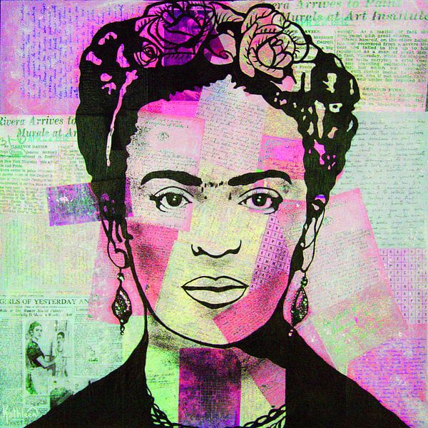 FRIDA Flowers Colorful von Kathleen Artist Fine Art
