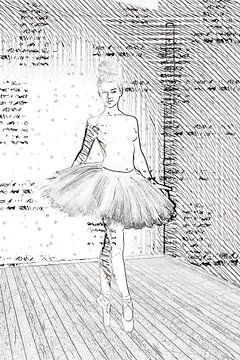 Ballerina on pointe sketched by Arjen Roos