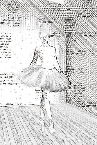 Ballerina on pointe sketched