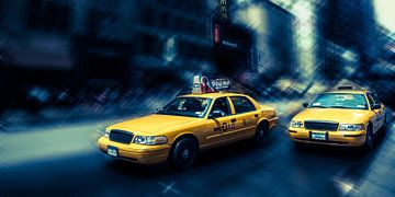 NYC - Yellow Cabs - blau van Hannes Cmarits