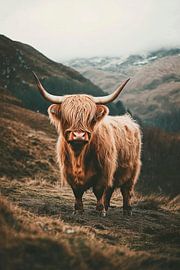 Hochlandrind Landschaft von Poster Art Shop