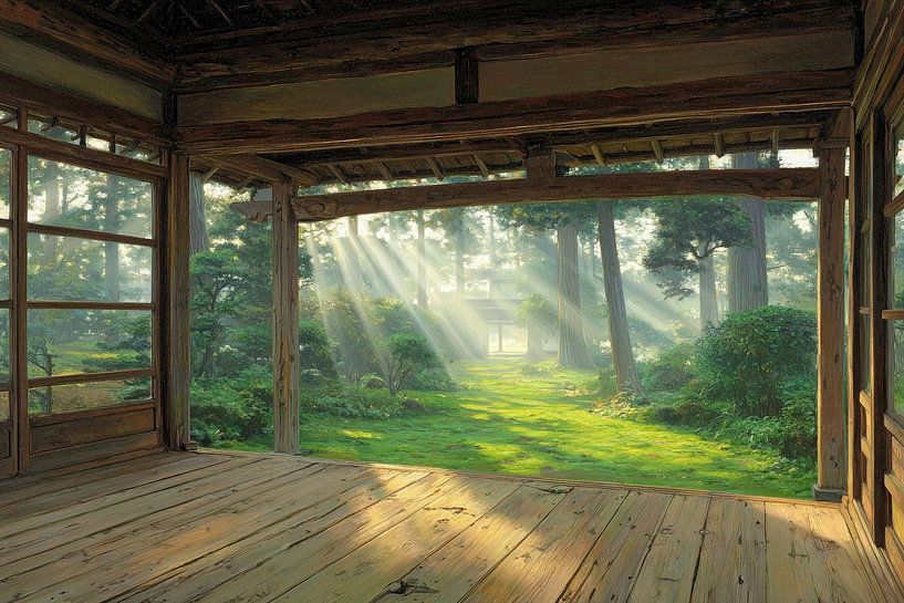 Japon pittoresque à l'intérieur avec vue sur le jardin par Egon Zitter