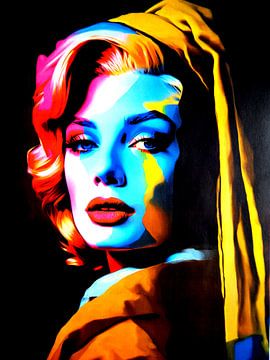 Pop Art Portret Vrouw stijl van oude Vlaamse meesters van gm_designs