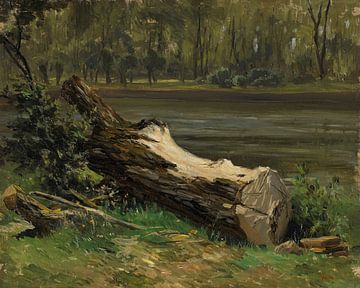 Carlos de Haes-Log Landschaft am Fluss, Antike Landschaft