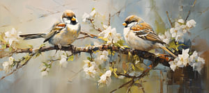 Zwei Frühlingsvögel | Realistische Vogelkunst