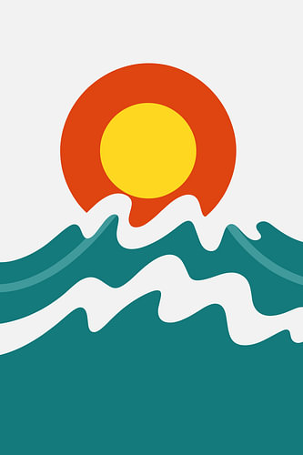 Sunset Wave | Minimalistisches Meeresposter
