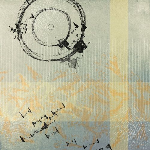 Vintage-Kunstwerke in Grün- und Gelbtönen